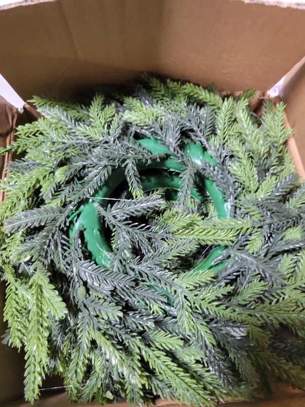 Photo 1 of 4 Pcs Christmas DIY Gree Wreath 10 Inch Christmas Green Artificial Wreaths DIY Faux Plain Wreaths Front Door Christmas Green Farmhouse Cabinets Wreath Indoor Outdoor Wall Decor(Pine Needle)