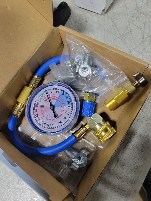 Photo 1 of Mudder Bpv31 Piercing Valve 134a Kit R134a Refrigerant Charge Hose with Gauge, Hose Refrigerant Can Tap with Gauge R134a Can Connect to R12/r22 Port 1/2 and Universal Retrofit Valve with Dust Cap