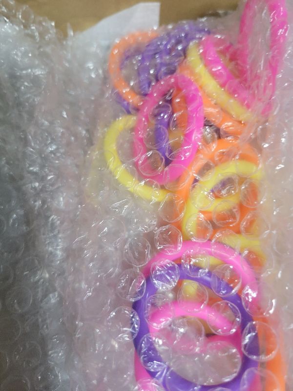 Photo 1 of 30 Pcs Ring Toss Game Carnival Game Set Include 24 Plastic Throw Rings and 6 Glass Bottles for All Occasions and Events, Summer Backyard Fun, Beach, Carnival Party Favor (Multicolor, 1.57")