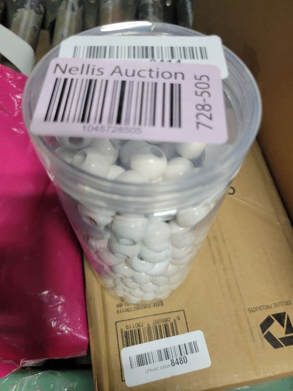 Photo 1 of 240Pcs White Wood Beads 15.5mm-16mm with Large Hole:6mm for Craft Wood Beads for Art Work (White)