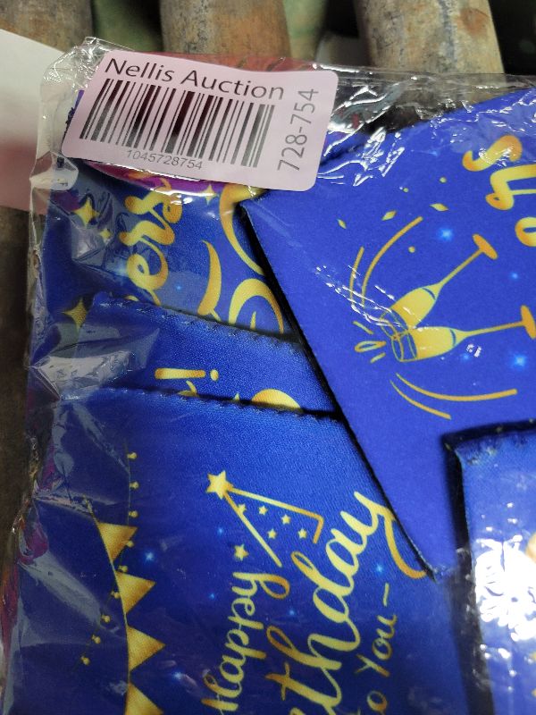 Photo 1 of 24pcs 50th Birthday Can Cooler Sleeves, Blue and Gold Decoration for Men and Women, Beverage Can Cooler Sleeves, Cheers to 50 Years Gift