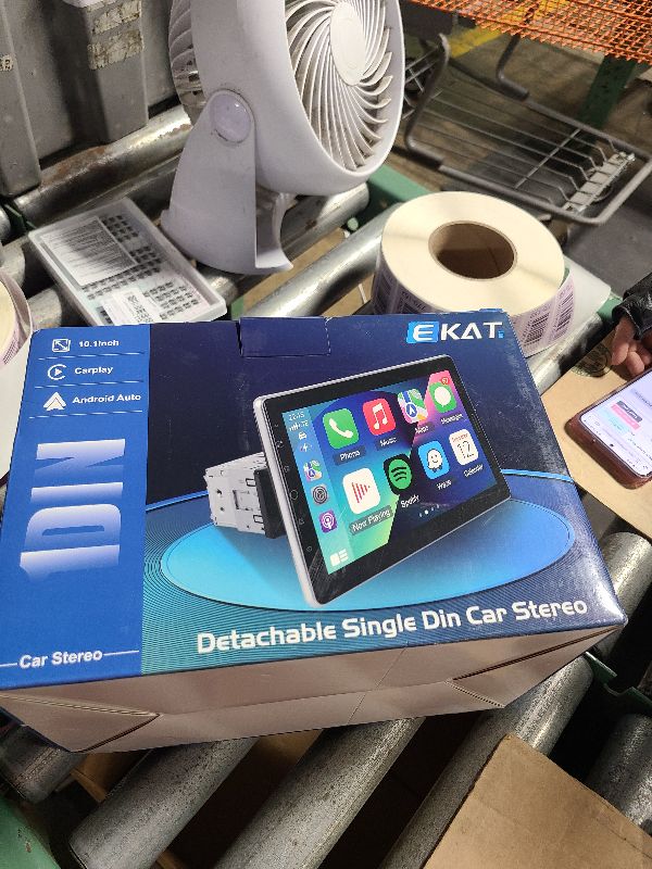 Photo 1 of 10.1 inch Single Din Car Stereo with CarPlay and Android Auto, Detachable Touch Screen Radio with Mirror Link/1080P/EQ Audio/SWC/Bluetooth +Backup Camera+MIC