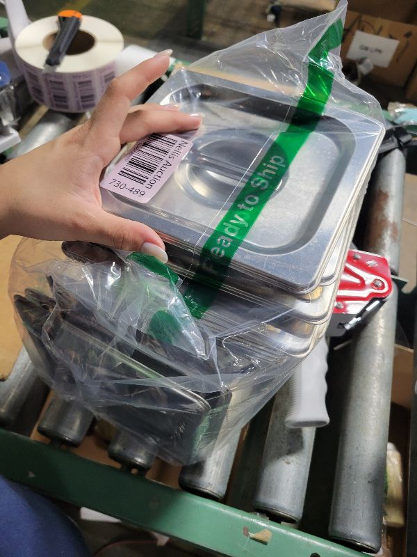 Photo 1 of 8 Packs Stainless Steel Hotel Pans 1/6 Size x 6" Deep Steam Table Pan with Lids Commercial Food Storage Containers Stackable Metal Steamer Pan Anti-Jam Hotel Pan Restaurant Warm Pans for Buffet Party