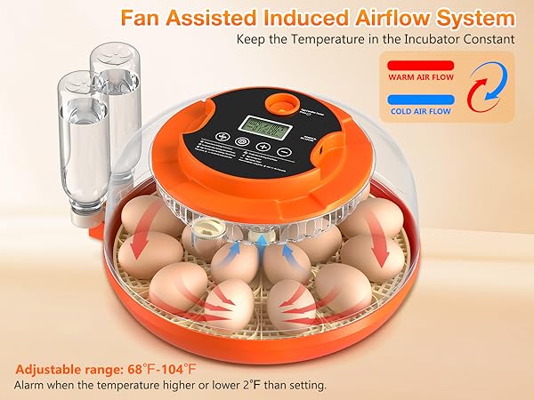 Photo 1 of 18 Egg Incubator with Automatic Egg Turning and Humidity Control, Incubators for Hatching Eggs, Chicken, Ducks, Goose, Pigeon, Quail, Parrot Incubator for Farm, Lab, Science Classroom, Home (Orange)