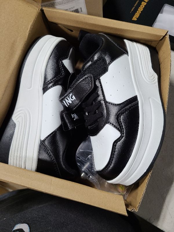 Photo 1 of HSQ Roller Skate Shoes for Girls Boys Kids Detachable Wheeled 2 in 1 Skating Shoes with Wheels Fashion Sneaker Ages 5-8,8-12 Black White Size Little Kid 13