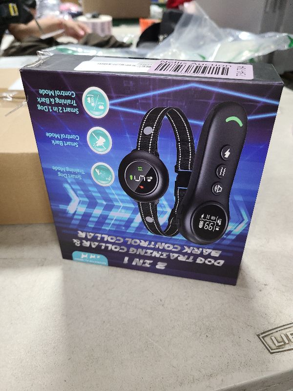 Photo 1 of 2-in-1 Dog Shock Collar & Dog Bark Collar - Smart Anti Barking Dog Training Collar with 5 Adjustable Sensitivity & 3300FT Remote for All Breeds IP67 Waterproof E-Collar