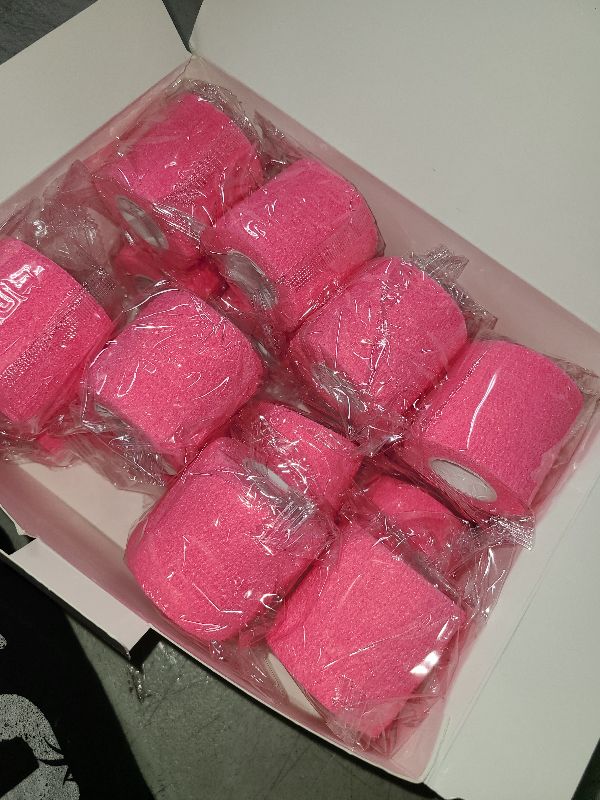 Photo 1 of 24 Rolls Pink Elastic Self Adhesive Bandage Wrap, Breathable Flexible Fabric Non Woven Cohesive Bandage, Ankle Sprains Swelling Medical First Aid Sports Athletic Tape, Dogs Pet Vet Wrap 2 in x 5 Yards