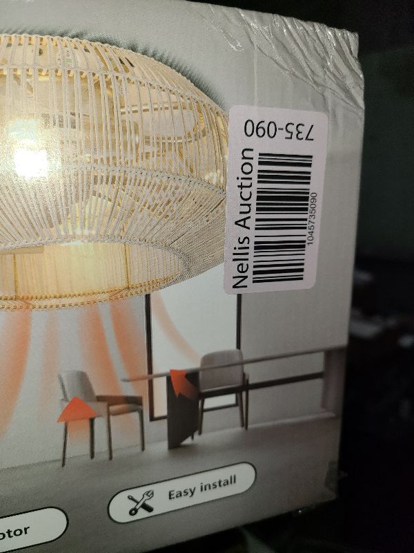 Photo 1 of 20'' Boho Rattan Ceiling Fan with Light, Coastal Caged Ceiling Fans with Lights and Remote Control, Enclosed Hidden Flush Mount with Reversible 6 Speeds for Living Room Bedroom Nursery