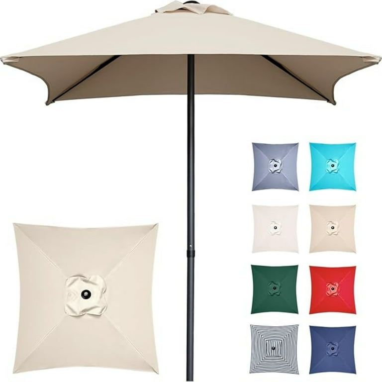 Photo 1 of 4.9 ft Patio Umbrella - Small Outdoor Table Umbrella with 4 Reinforced Ribs, UV Protection & Waterproof Pool Umbrella for Deck, Balcony, Garden, Lawn, Backyard, Market gray