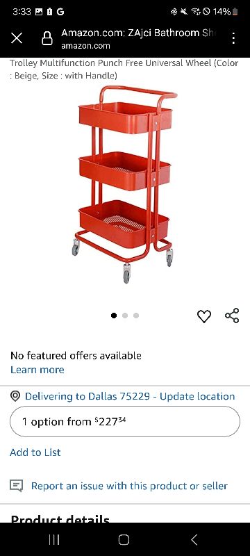 Photo 1 of 
Brand: ZAjci
Bathroom Shelf Shower Organiser Floor-Standing Trolley Multifunction Punch Free Universal Wheel (Color : Beige, Size : with Handle)
