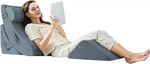 Photo 1 of 4PCS Orthopedic Bed Wedge Pillow Set, Post Surgery 45D Memory Foam for Back, Neck, and Leg Pain Relief Pleasing & Adjustable Support Pillows-Ease Acid Reflux & GRED with Better Sleep, Navy