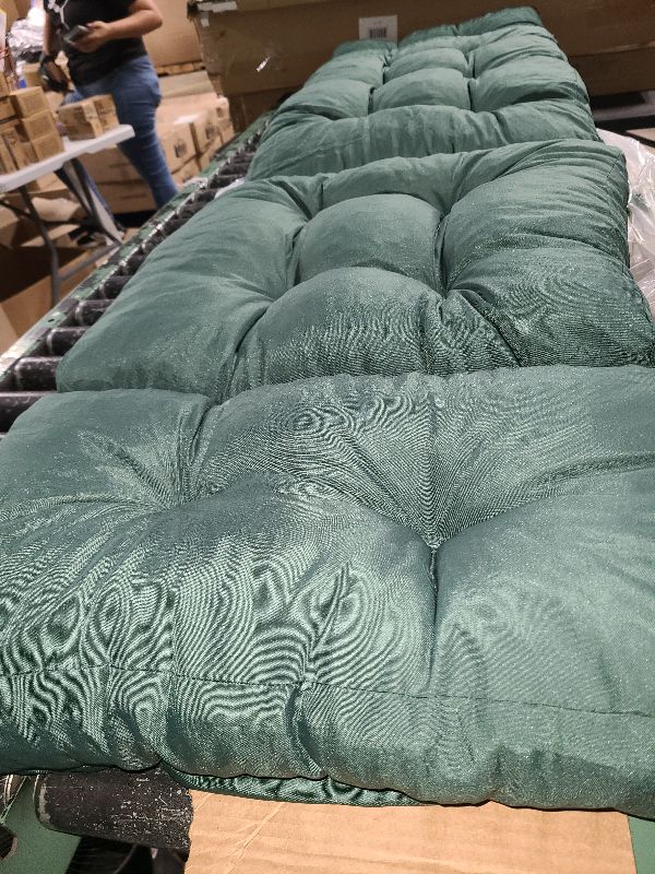 Photo 1 of  Twill Tufted Bench Cushion, Forest Green
Tufted design allows for ample cushioning and lasting comfort