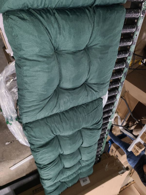 Photo 1 of  Twill Tufted Bench Cushion, Forest Green
Tufted design allows for ample cushioning and lasting comfort
