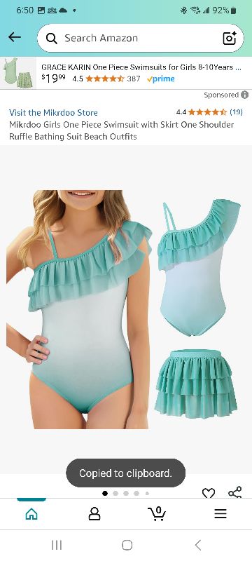 Photo 1 of 
4.4
4.4 out of 5 stars
(19)
Mikrdoo Girls One Piece Swimsuit with Skirt One Shoulder Ruffle Bathing Suit Beach Outfits 9-10