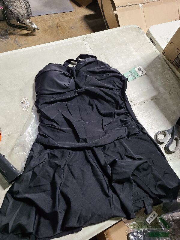 Photo 1 of  One Piece Swim Dress Tummy Control Swimsuit with Skirt Modest Bathing Suit Vintage Swimdress XL
