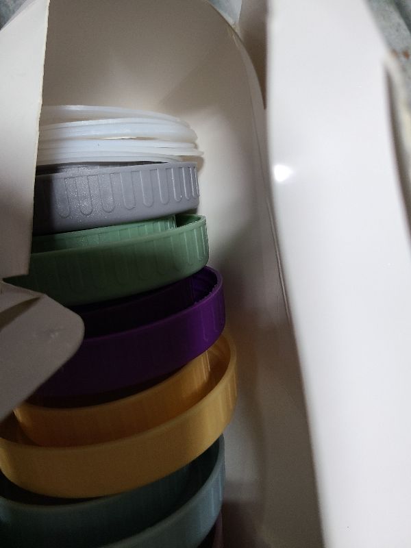 Photo 1 of [16 Piece]8 Wide Mouth + 8 Regular Mouth Mason Jar Lids, Multi Color Plastic Lids for Mason Jars with Silicone Rings, Thickened Leak-Proof Canning Lids Regular Wide Mouth