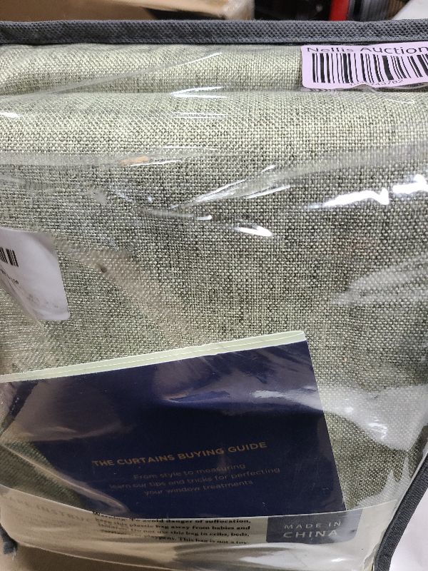 Photo 1 of 100% Blackout Shield Linen Blackout Curtains for Bedroom 108 Inches Long, Back Tab/Rod Pocket Living Room Drapes, Thermal Insulated Blackout Curtains 2 Panels Set, 50" W x 108" L, Light Sage
