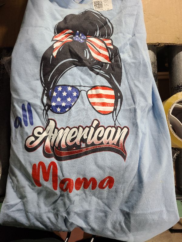 Photo 1 of 4th of July All American Mama Messy Bun All American Mama Women Men T-Shirt