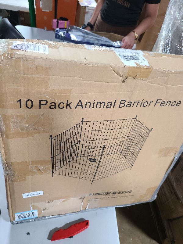 Photo 1 of 10 Panels No Dig Decorative Outdoor Garden Fence with Gate for Yard, 24 in(H) X 20 ft(L) Animal Barrier Fencing Rustproof Metal Wire Panel Border for Dog, Rabbits, and Patio Temporary Ground Stakes