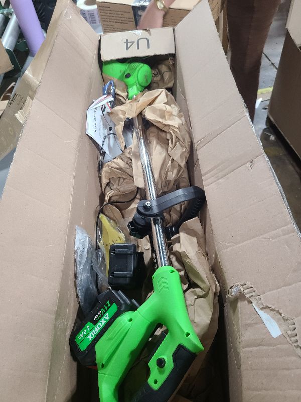 Photo 1 of 20V 12" Cordless String Trimmer With 2 X 4.0ah Battery and Charger, Electric Grass Trimmer Battery Powered Eater String, Edger Lawn Tool Grass Cutter With 8pcs Line, Lawn Mover For Yard, Garden, Green