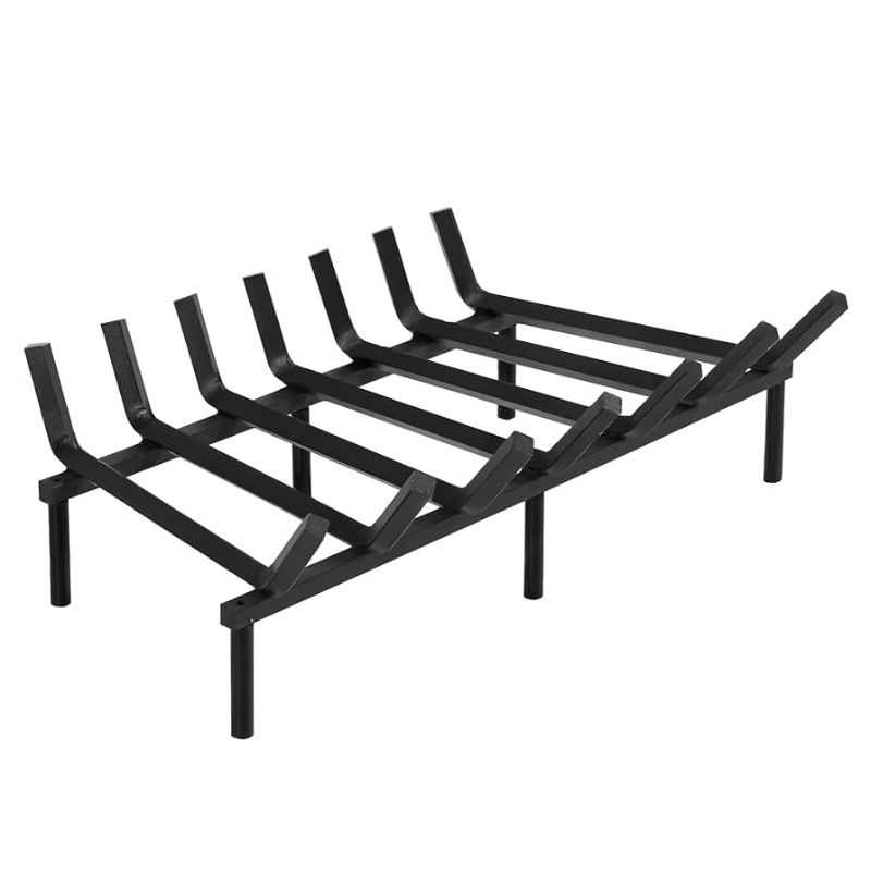 Photo 1 of 24 Inch Fireplace Grate with Ember Retainer,Cast Iron Fireplace Log Grate,Fireplace Log Holder,Heavy Duty Solid Steel Fireplace Wood Holder,Wood Stove W