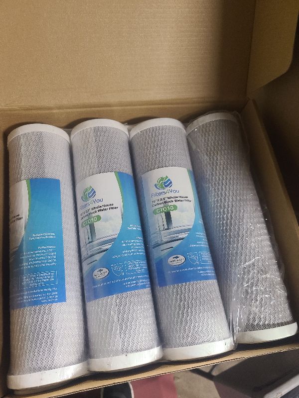 Photo 1 of 1 Micron 2.5" x 10" Whole House CTO Carbon Water Filter 4PACK