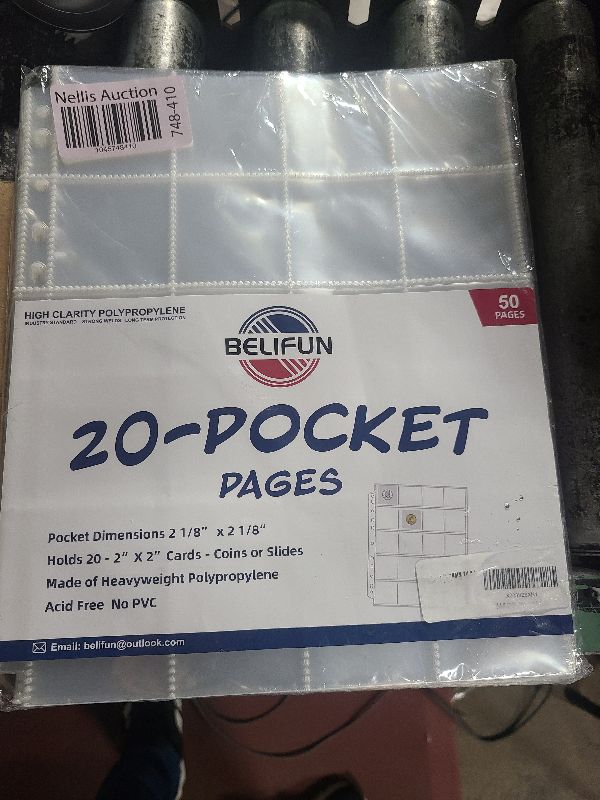 Photo 1 of 50ct 20-Pocket Coin Pages - Coin Pocket Pages for 2 x 2 Inch Cardboard Coin Holders, 11 Holes for Coin Binder, Coin Collecting Album Protectors, Coin Collection Storage