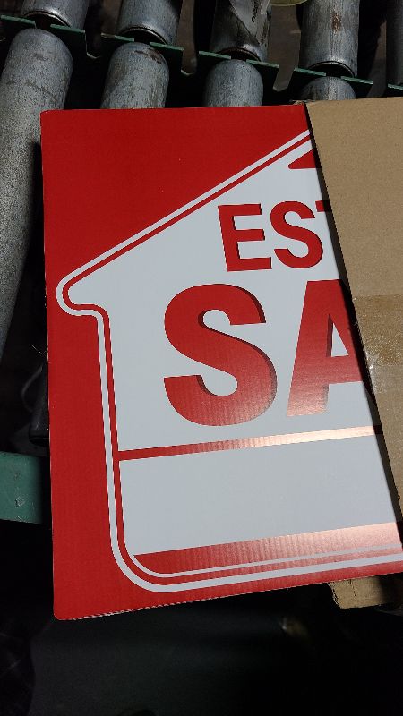 Photo 1 of [5 Pack] Estate Sale Signs Set - 16 x 12 Inch Double-Sided Yard Signs With Arrows and Metal H Stakes - Property Sale Directional Signs - Weather-Proof