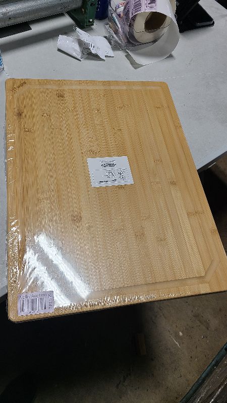 Photo 1 of 24 x 18 Extra Large Bamboo Serving Boards for Kitchen, Heavy Duty Wood Butcher Block Chopping Board with Handle and Juice Groove for Meat, Large Charcuterie Board, Over the Sink Cutting Board