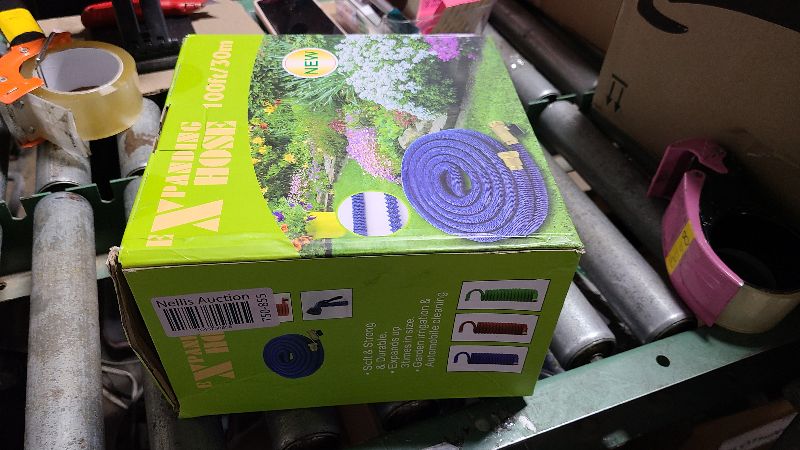 Photo 1 of 100 ft Expandable Garden Hose with 10 Spray Nozzle - 4 -Layer Latex Core - Heavy Duty Superior Strength 3750D - Expanding Water Hose - Extra Strong Brass Connectors/Storage Bag