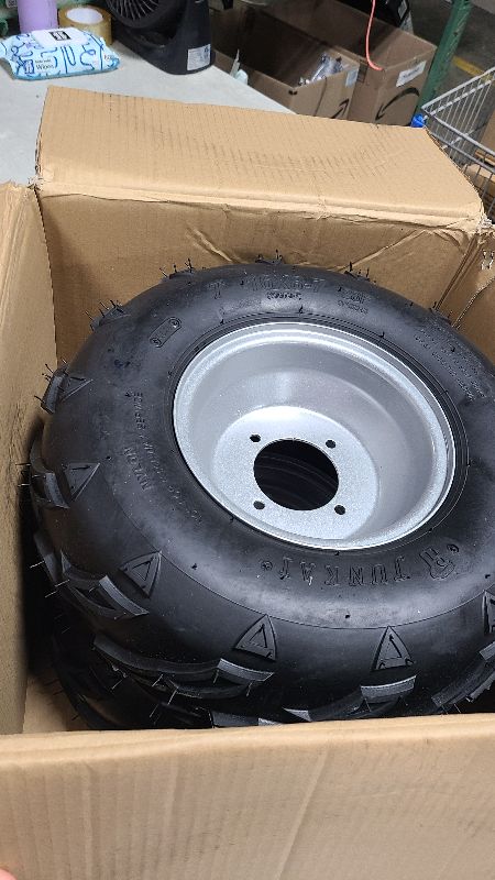 Photo 1 of 16x8-7 ATV Go Kart Wheel 200/55-7 16x8x7 7 Inch Tire Tube with 4 Lug Rim Assembly 110mm Wheels for UTV Quad Golf Cart Lawn Mower Buggy Dune Moped 4 Wheeler Drift Trike Taotao Polaris Sunl (1 Pack)