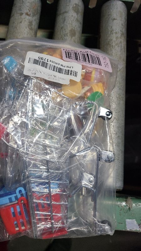 Photo 1 of 134pcs Mini Shopping Cart Basket Miniature Food Drink Bottle Supermarket Metal Handcart Toys Doll House Store Cosplay Game Dollhouse Grocery Fruit Cake Bread Party Trolley Model Dollar Bills