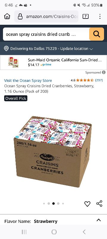 Photo 1 of  Ocean Spray Craisins Dried Cranberries, Strawberry, 1.16 Ounce (Pack of 200)