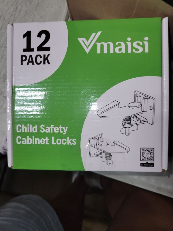 Photo 1 of 12 Pack Cabinet Locks Child Safety Latches - Vmaisi Baby Proofing Cabinets Drawer Lock with Adhesive Easy Installation - No Drilling or Extra Screws (White)