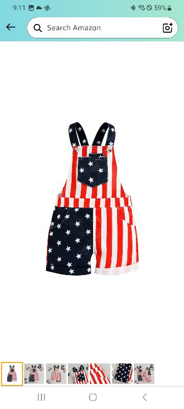 Photo 1 of Adobabirl Toddler Baby 4th of July Outfit Girl Boy American Flag Overall Shorts Suspender Denim Jumpsuit with Pocket