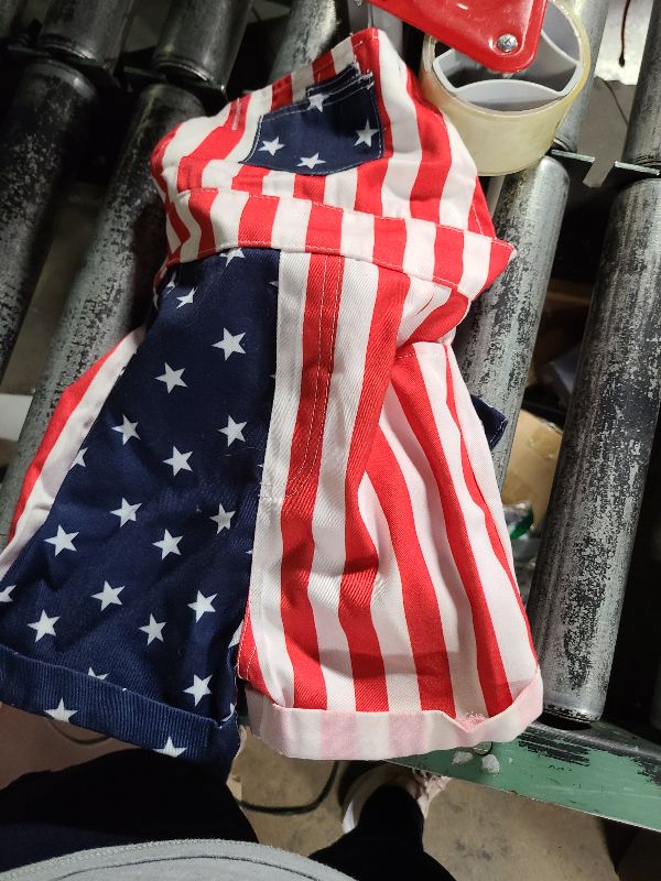 Photo 1 of Adobabirl Toddler Baby 4th of July Outfit Girl Boy American Flag Overall Shorts Suspender Denim Jumpsuit with Pocket