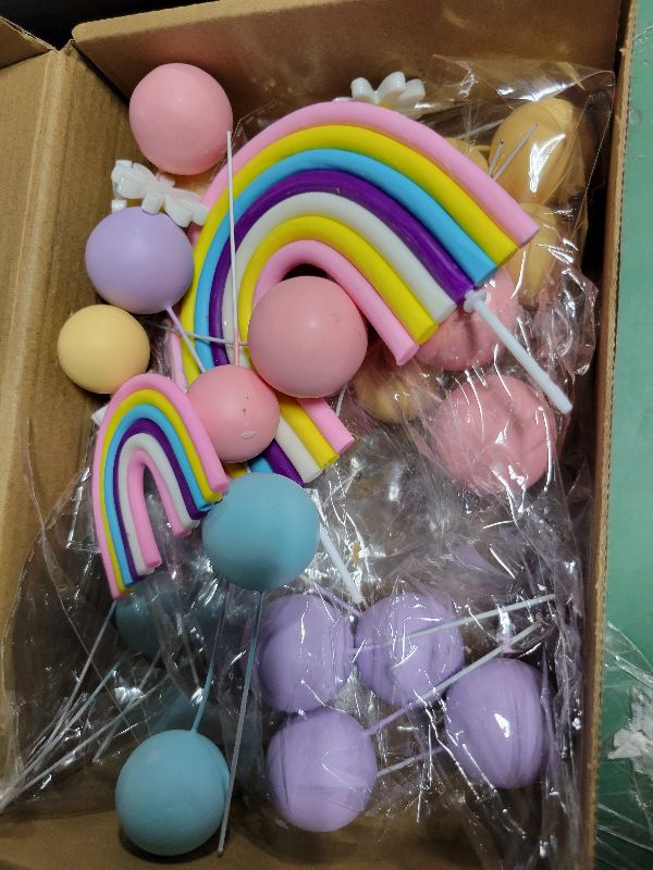 Photo 1 of 35 PCS Groovy Cake Toppers Boho Cake Topper Hippie Party Decorations with Flower Rainbow Balls for Girl Birthday Party Boho Groovy Party Supplies (Style 2)