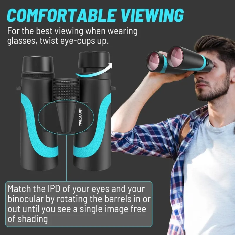 Photo 1 of 15x55 HD Binoculars for Adults, High Powered, Large View, BAK4 Prism, Waterproof, Lightweight for Bird Watching, Hiking, Travel, Cruise Trip with Phone Adapter (Blue)