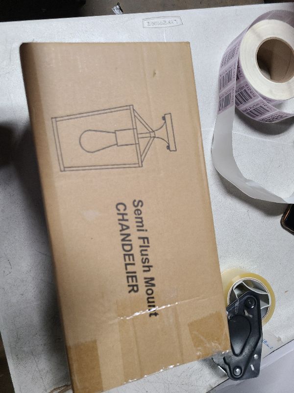 Photo 1 of ?Upgraded? Semi Flush Mount Ceiling Light, Black Industrial Ceiling Light Fixtures, Farmhouse Light Fixture for Entryway Porch Hallway Stairway Garage Living Room Dining Room Balcony
