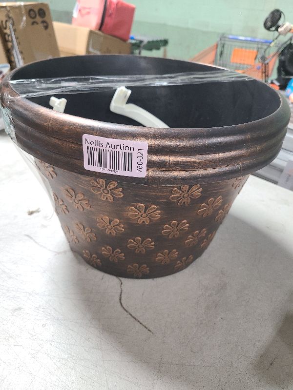 Photo 1 of 10 Inch Planter Pots for Plants, 4 Pack Plastic Large Flower Pots Indoor Outdoor, Resin Plant Pot with Drainage & Saucer, Retro Decorative Garden Pot with Removable Trays for House