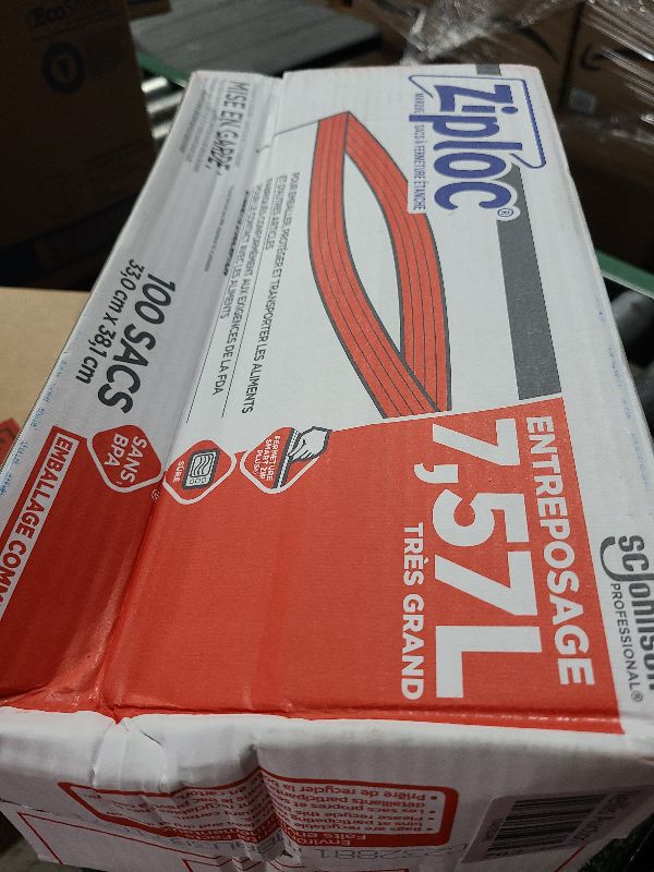 Photo 1 of  Ziploc Storage Bags, For Food Organization and Storage, Double Zipper, 2 Gallon, 100 