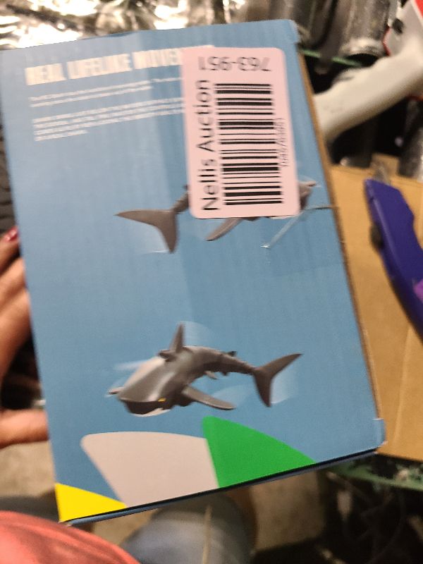 Photo 1 of 2.4G Remote Control Shark Toy 1:18 Scale High Simulation Shark for Swimming Pool Bathroom - Great Gift RC Boat Toys for 6+ Year Old Boys and Girls (with 2 Batteries)