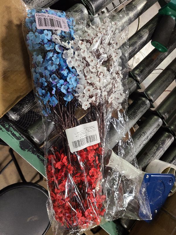 Photo 1 of 4th of July Table Decorations, Patriotic Handmade 12Pcs Artificial Flowers Red Blue White Patriotic Picks for Fourth of July Memorial Day Veterans Day Home Office Table Centerpiece Decor Gift