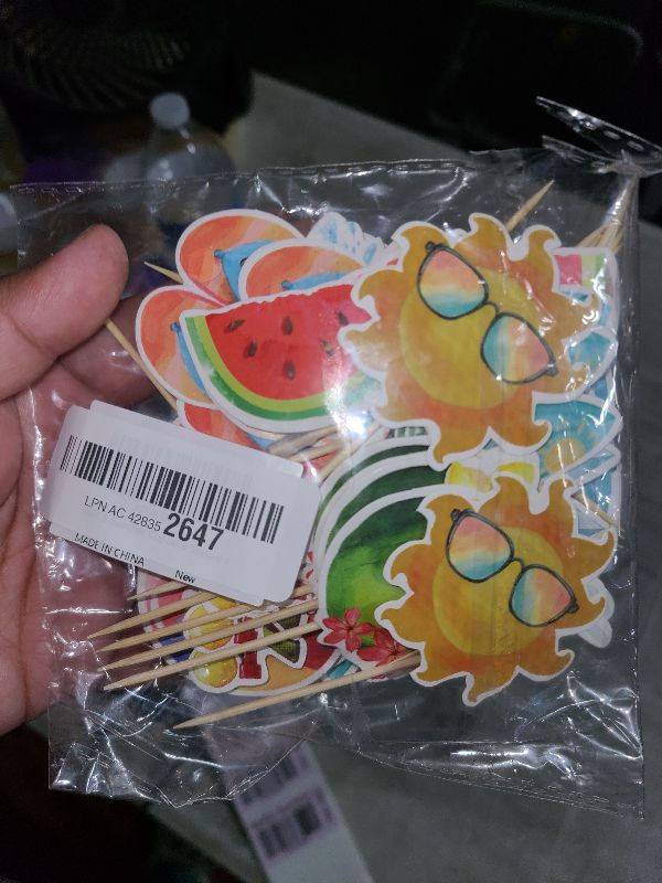 Photo 1 of 40PCS Summer Beach Cupcake Toppers Pool Party Hawaiian Theme Cake Picks with Beach Ball Sun Umbrella Coconut Watermelon Water Gun Cake Decorations for Summer Birthday Tropical Luau Party Supplies