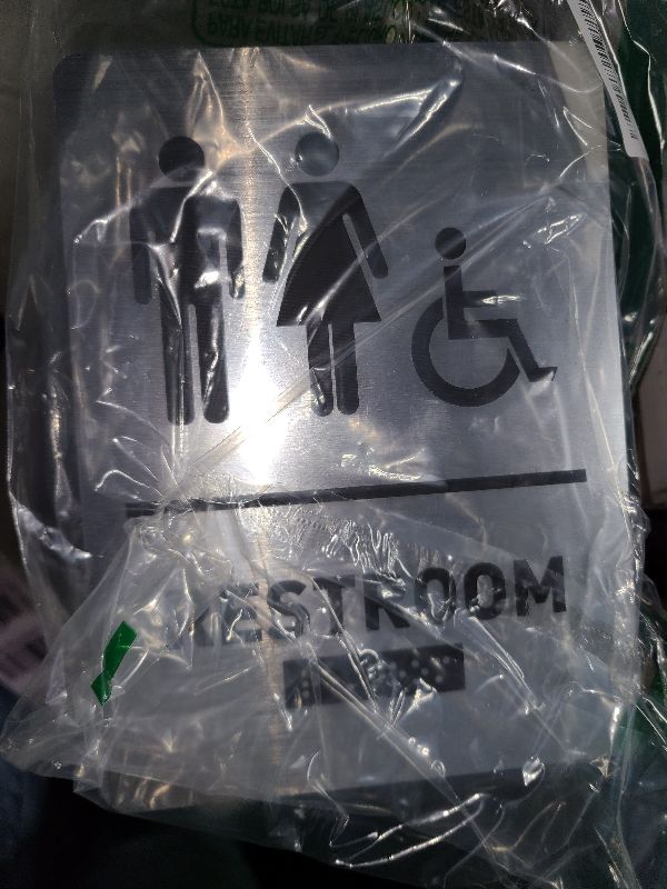 Photo 1 of ADA-Mark Modern Restroom Sign for Business - ADA Compliant Braille Bathroom Sign with Easy Installation - 6" W x 8" H 