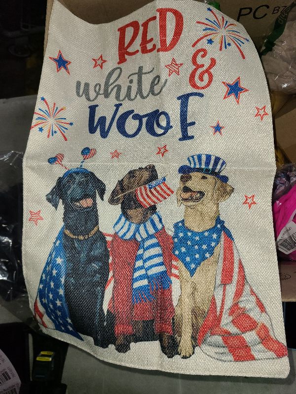 Photo 1 of  Patriotic 4th of July Dogs Garden Flag 12x18 Inch Double Sided, Memorial Day Independence Day American Stars and Stripes Yard Outdoor Decoration