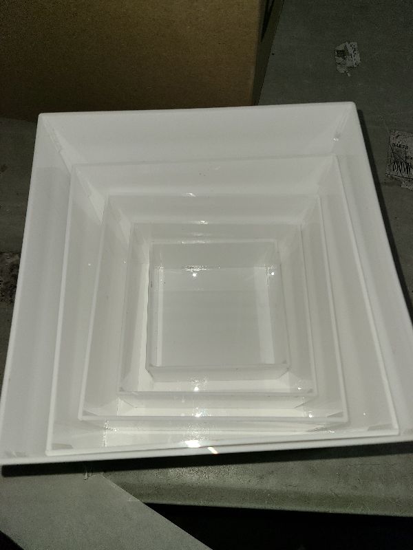Photo 1 of  5 Pack Acrylic Display Boxes Cube Riser, Food Stands for Party Buffet, White Cake Stand Square Set, Dessert Table Nesting Jewelry Holder 