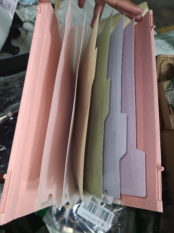 Photo 1 of  Expanding File Folder 6 Pockets File Organizer, Document Organizer Plastic Expandable Filing Folders for Office, Home(Pink) 