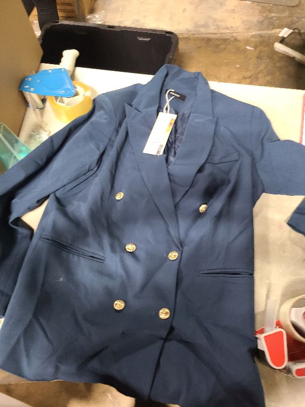 Photo 1 of  K Work Office Blazers for Women's Lapel Collar Shoulder Pads Double Breasted Suit Blazer Jacket
