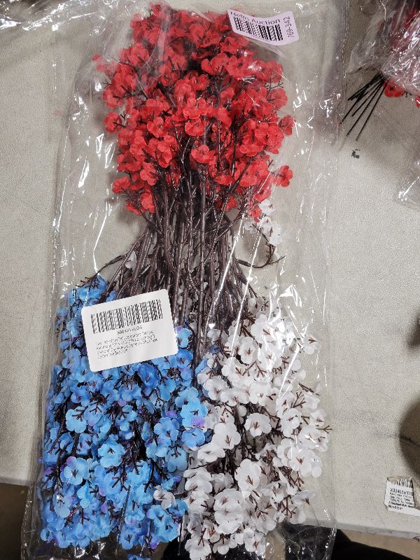 Photo 1 of 4th of July Table Decorations, Patriotic Handmade 12Pcs Artificial Flowers Red Blue White Patriotic Picks for Fourth of July Memorial Day Veterans Day Home Office Table Centerpiece Decor Gift